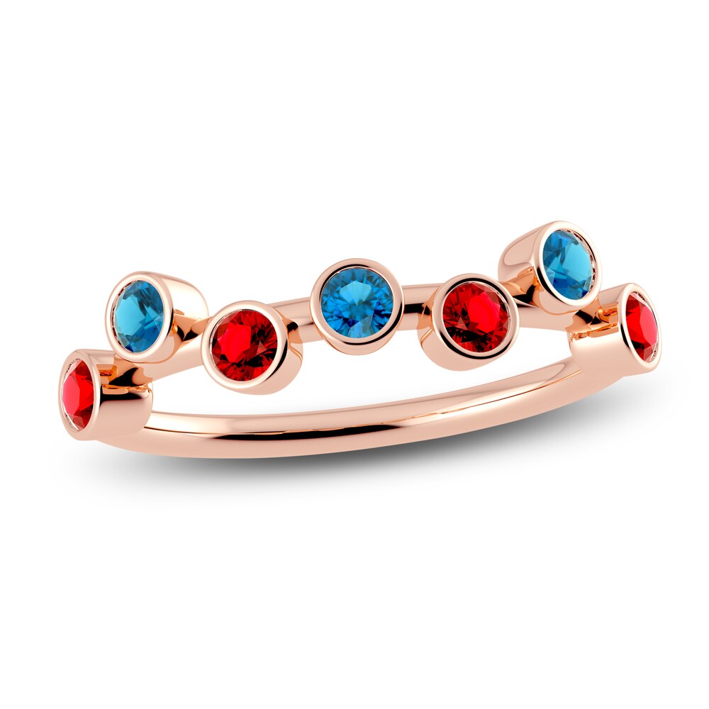 Juliette Maison Natural Ruby & Natural Blue Zircon Ring 10K Rose Gold JFqdcq4c [JFqdcq4c]