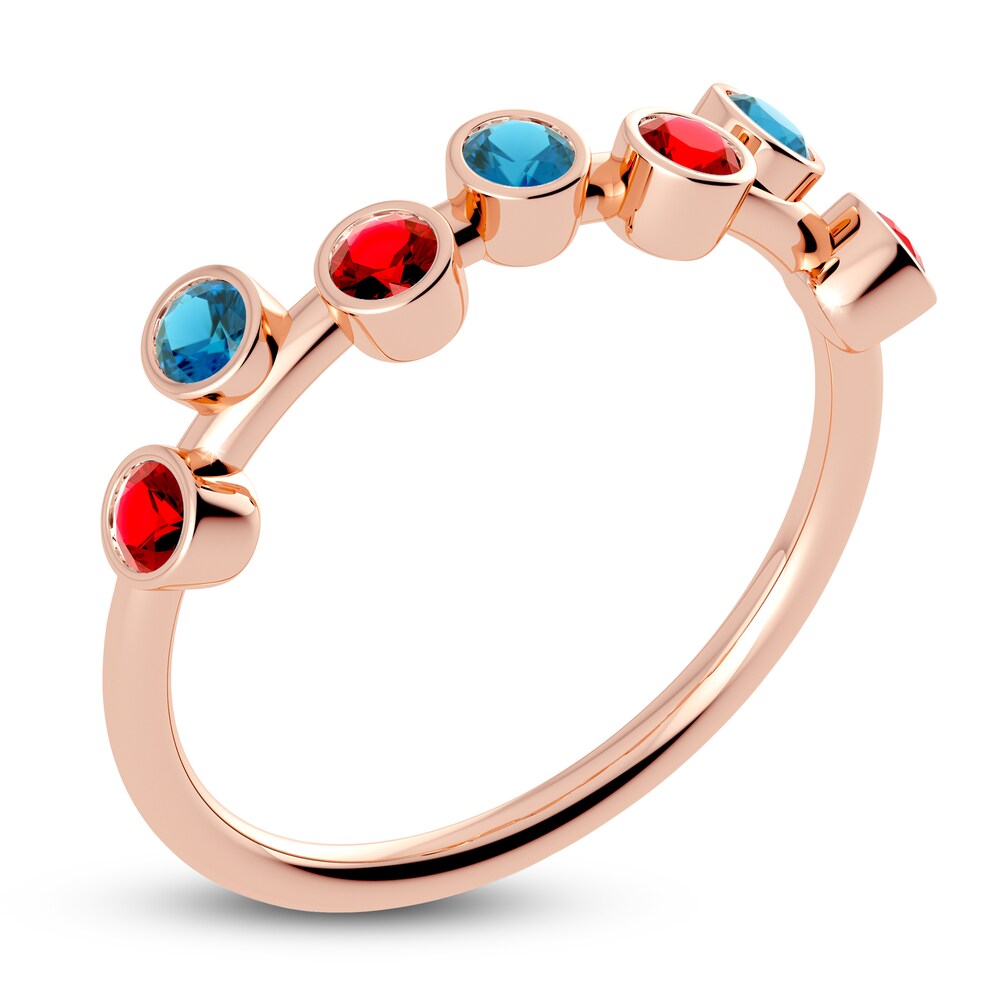 Juliette Maison Natural Ruby & Natural Blue Zircon Ring 10K Rose Gold JFqdcq4c