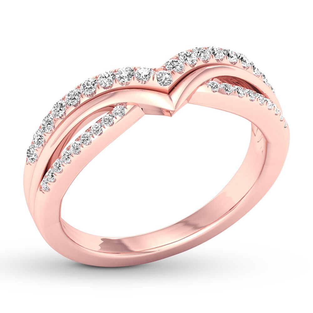 Diamond Contour Ring 1/3 carat tw Round 10K Rose Gold JHajYVpJ