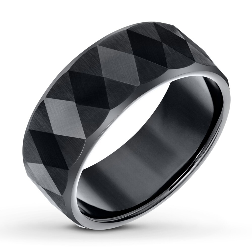 Wedding Band Black Tungsten Carbide 9mm JLJU413e [JLJU413e]