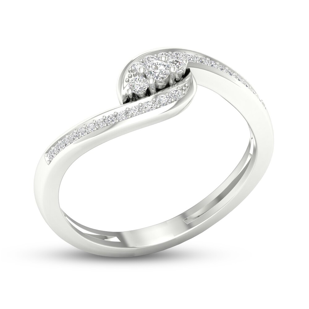 Diamond 3-Stone Ring 1/6 ct tw Round 10K White Gold JLs3CSTy