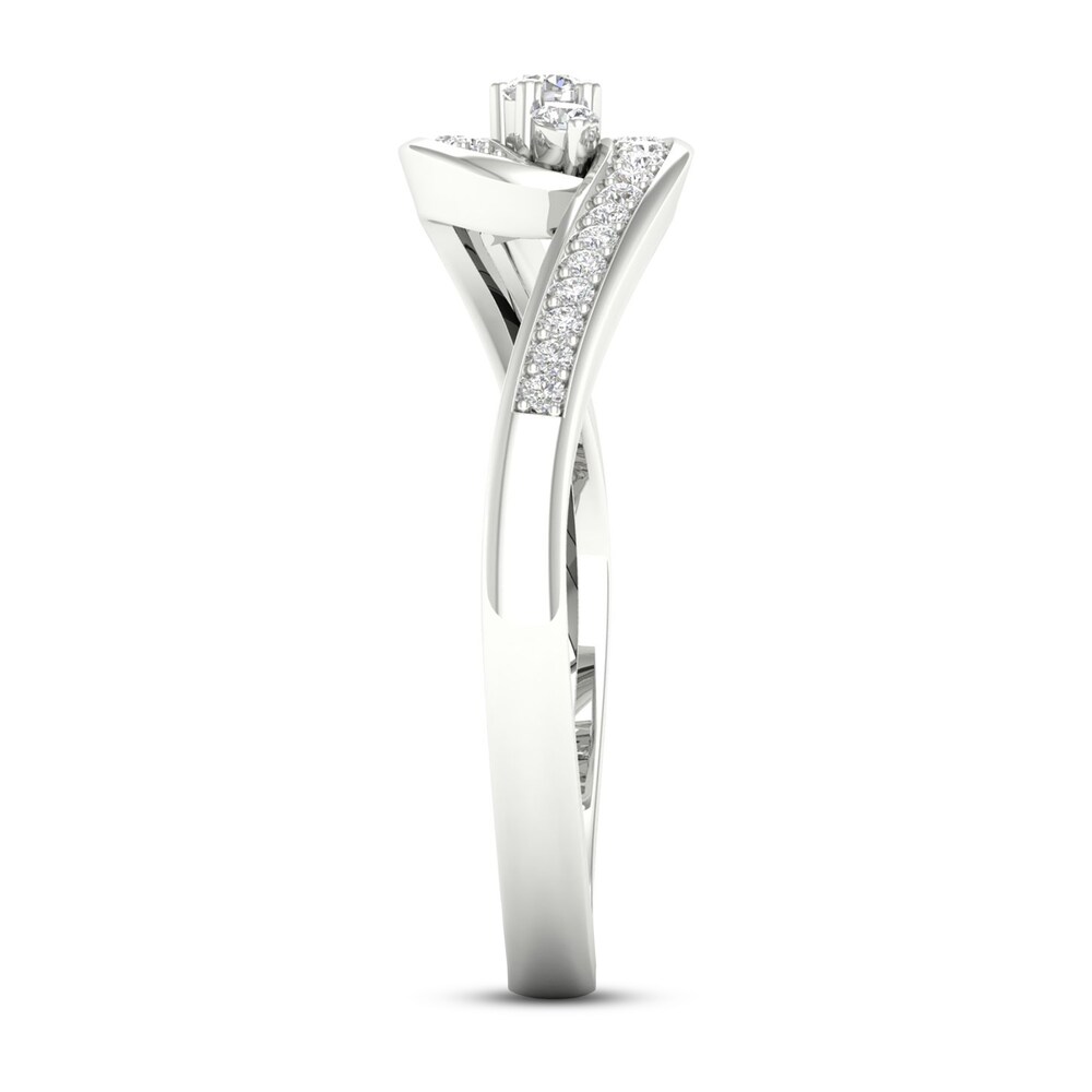 Diamond 3-Stone Ring 1/6 ct tw Round 10K White Gold JLs3CSTy