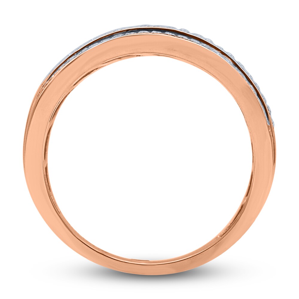 Diamond Multi-Row Anniversary Band 1 ct tw Round 14K Rose Gold Jet64Yz4