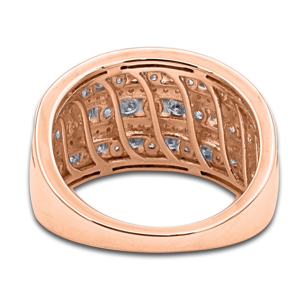 Diamond Multi-Row Anniversary Band 1 ct tw Round 14K Rose Gold Jet64Yz4