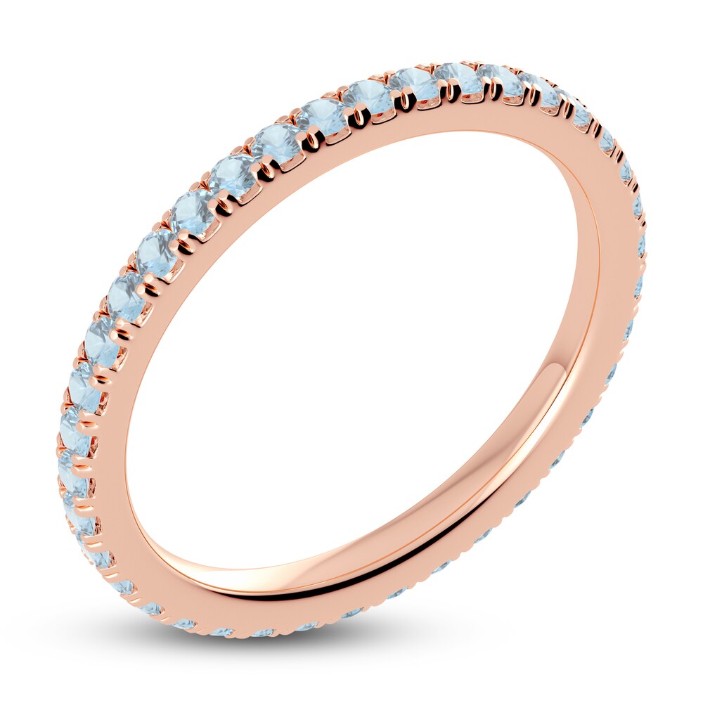 Juliette Maison Natural Aquamarine Eternity Ring 10K Rose Gold JiYu63fG