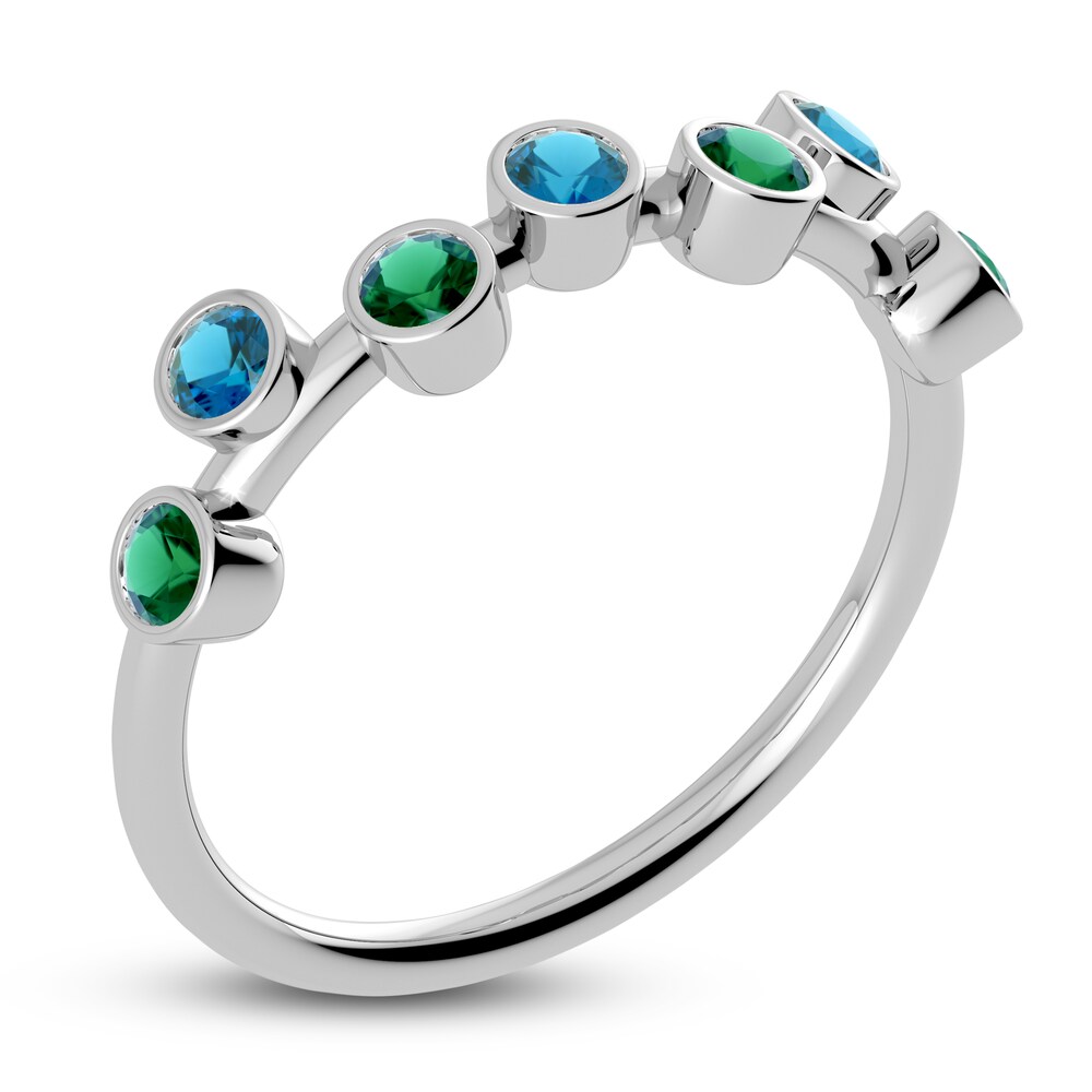 Juliette Maison Natural Blue Zircon & Natural Emerald Ring 10K White Gold Jne4oMtd