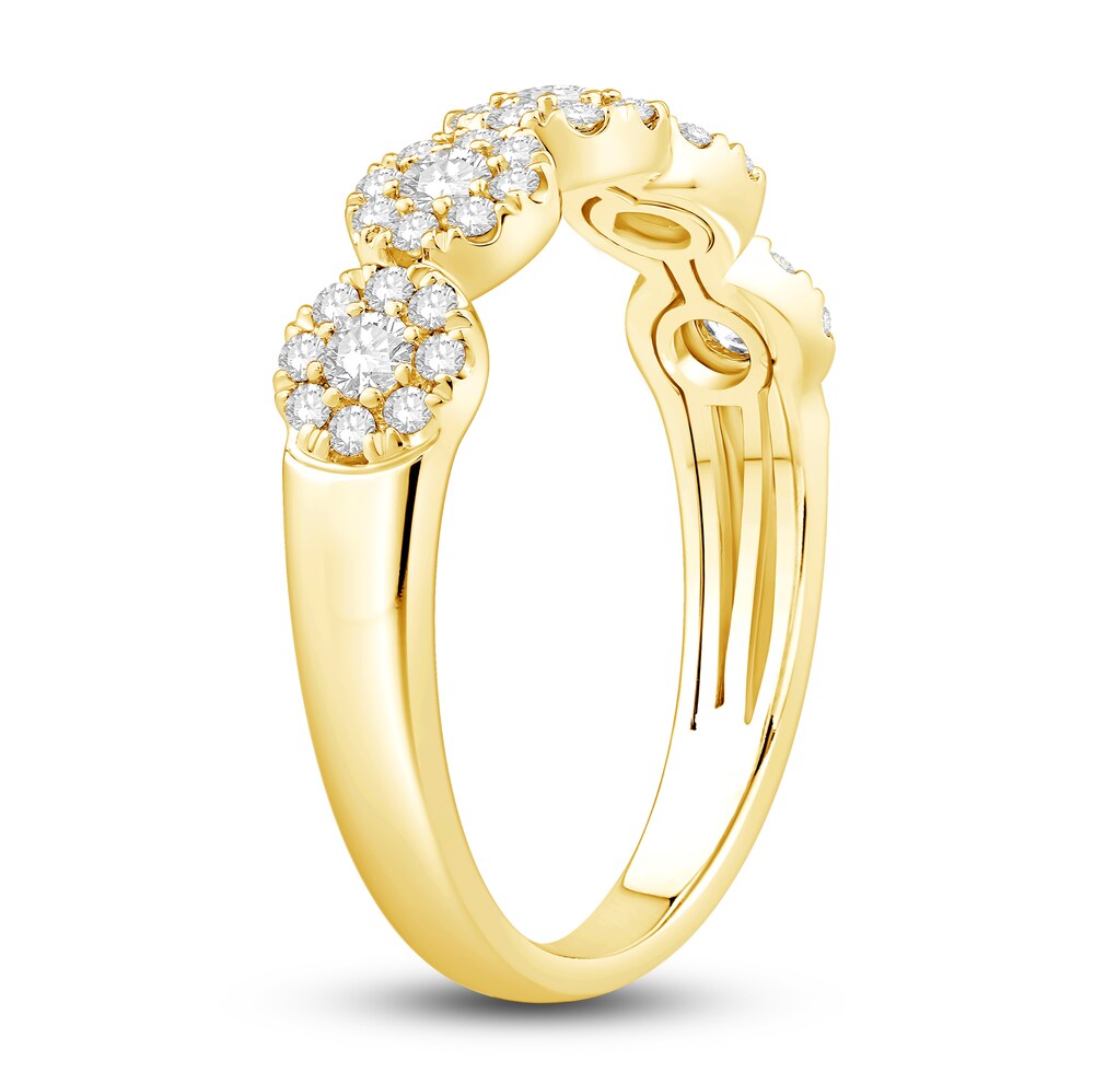 Diamond Halo Fashion Ring 1/2 ct tw Round 14K Yellow Gold Jq5JURP2