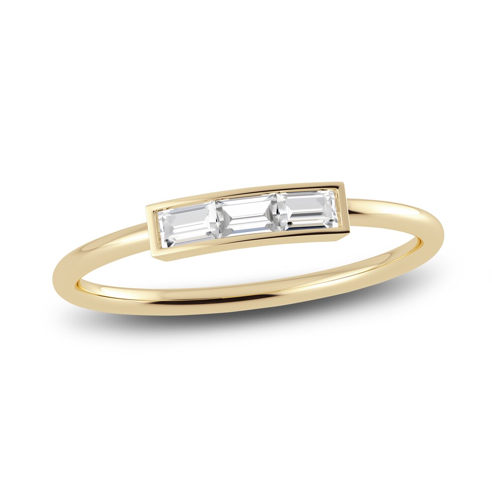 Juliette Maison Natural White Sapphire Baguette Bar Ring 10K Yellow Gold Jwgx3riX [Jwgx3riX]