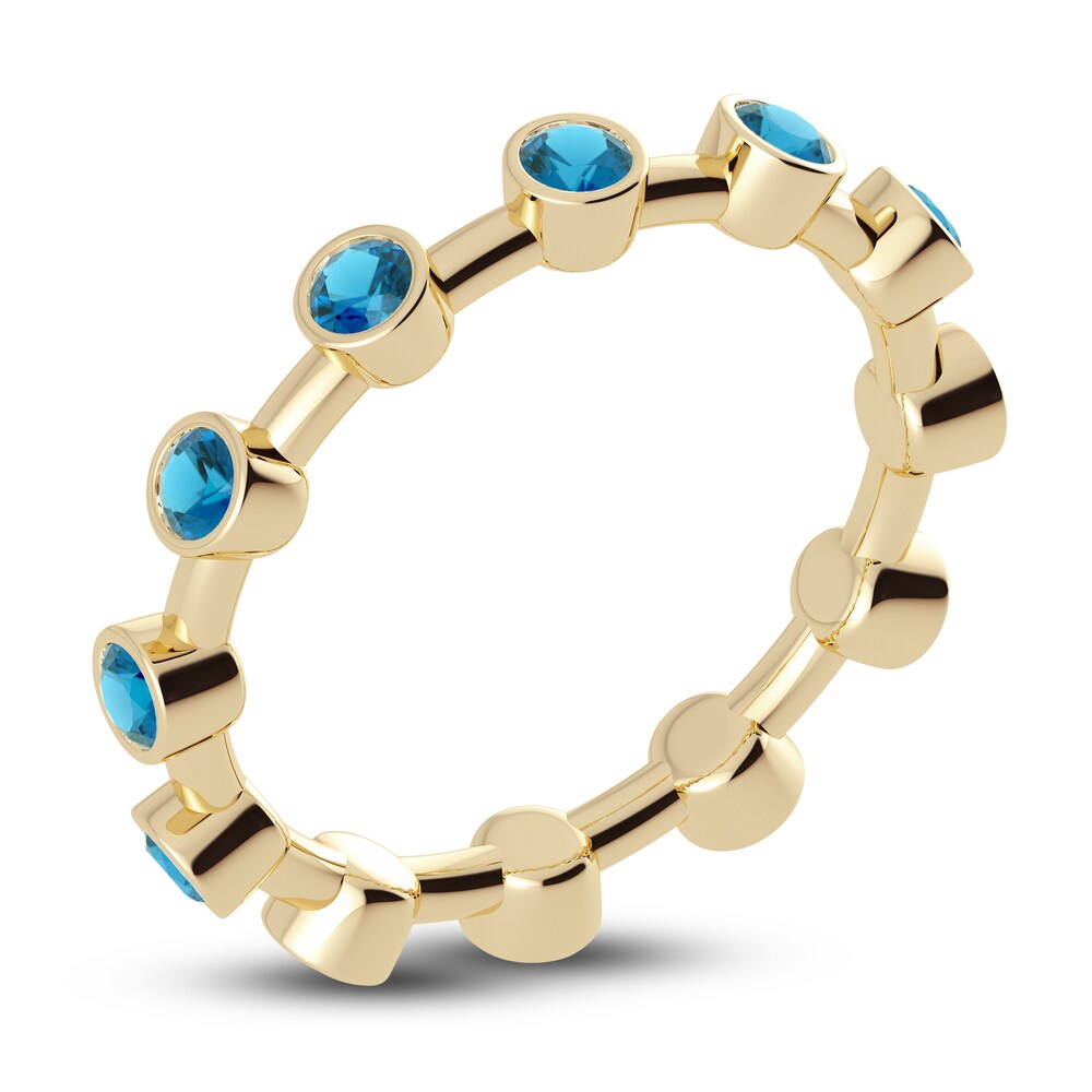 Juliette Maison Natural Blue Zircon Ring 10K Yellow Gold K17pEg0R