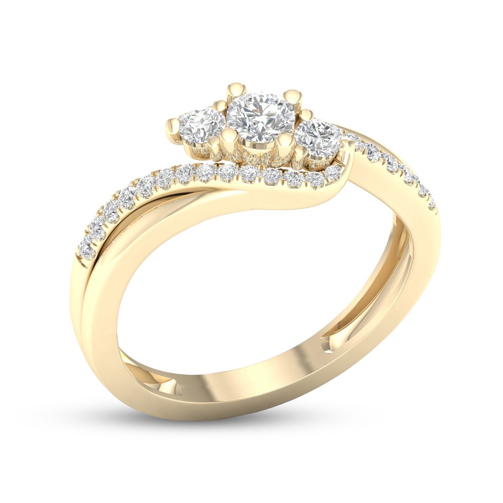 Diamond 3-Stone Ring 1/2 ct tw Round 10K Yellow Gold K1mrqUJJ