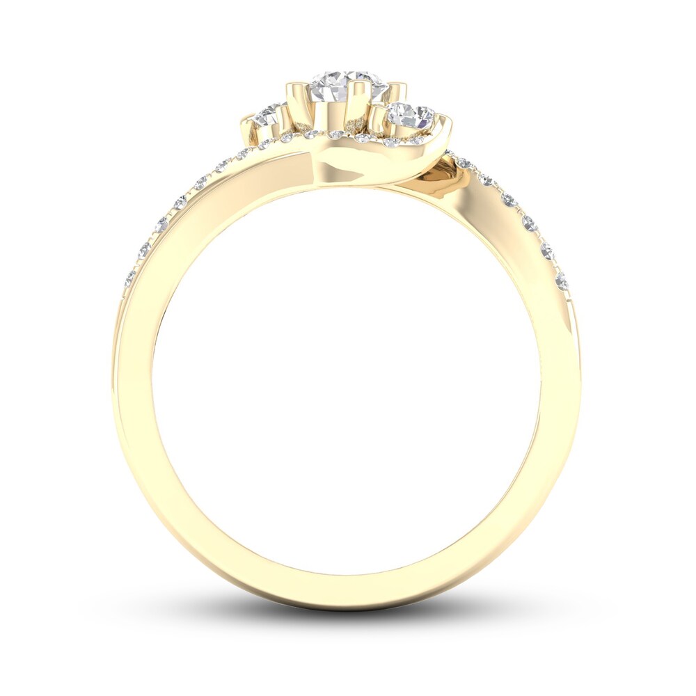 Diamond 3-Stone Ring 1/2 ct tw Round 10K Yellow Gold K1mrqUJJ