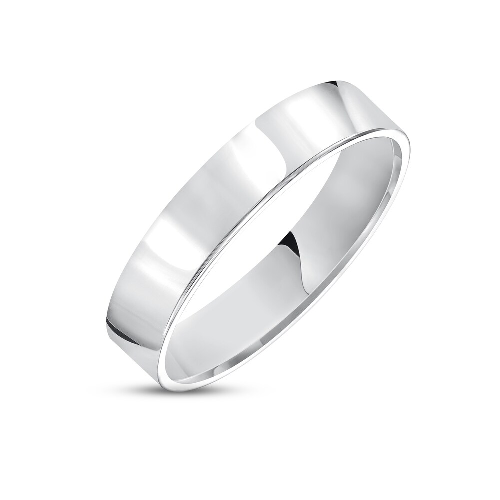 Polished Flat Wedding Band 14K White Gold 5.0mm K2FEJhSC