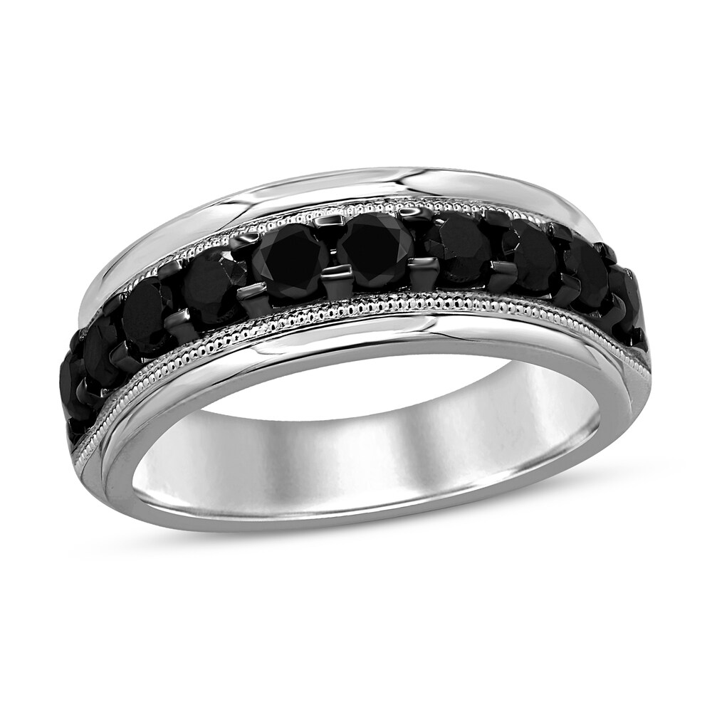 Men\'s Black Diamond Ring 2 ct tw Round 14K White Gold K98nVlBQ [K98nVlBQ]