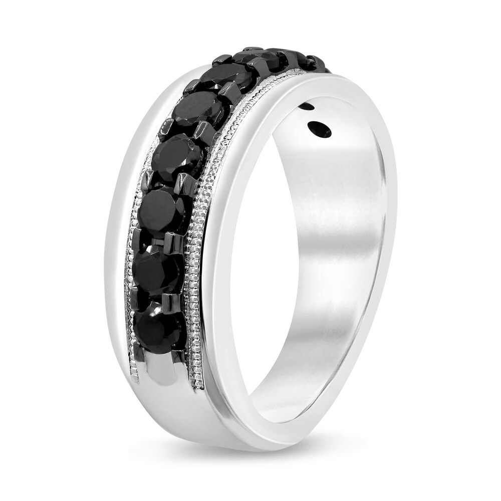 Men\'s Black Diamond Ring 2 ct tw Round 14K White Gold K98nVlBQ