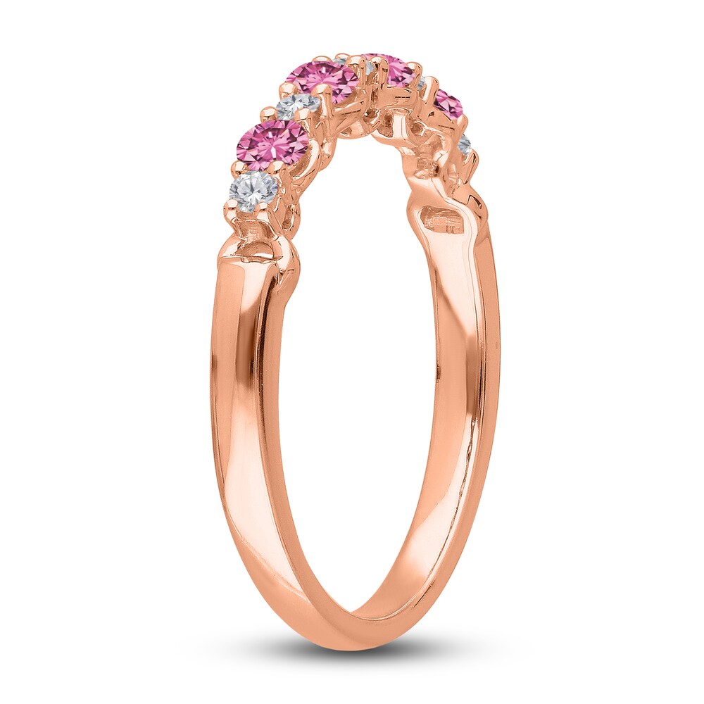 Kallati Natural Pink Sapphire Ring 1/10 ct tw Diamonds 14K Rose Gold K9fSymL3