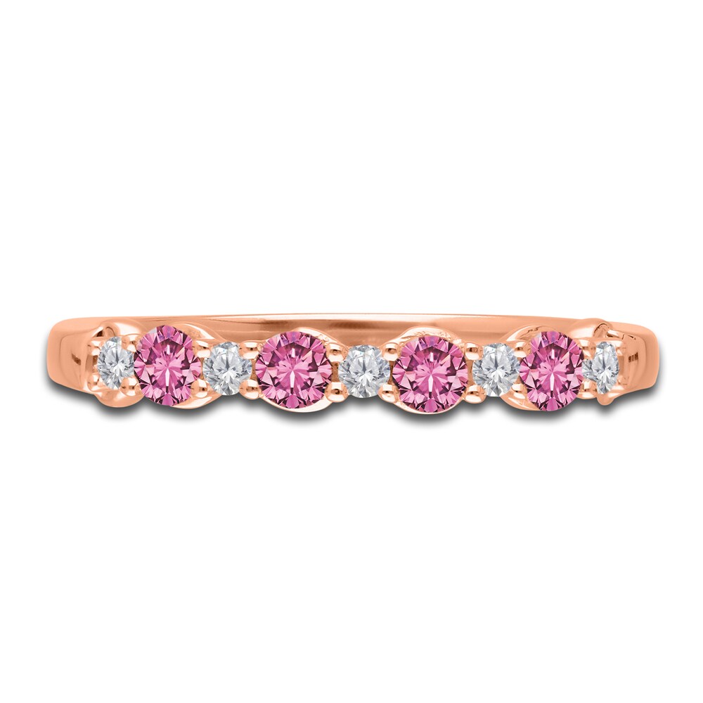 Kallati Natural Pink Sapphire Ring 1/10 ct tw Diamonds 14K Rose Gold K9fSymL3