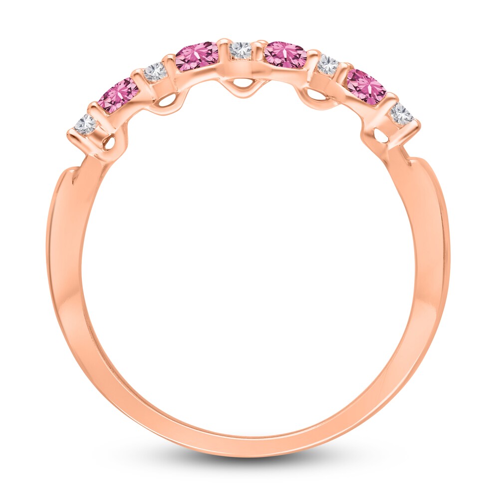 Kallati Natural Pink Sapphire Ring 1/10 ct tw Diamonds 14K Rose Gold K9fSymL3