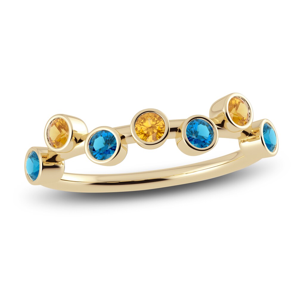 Juliette Maison Natural Citrine & Natural Blue Zircon Ring 10K Yellow Gold KJUAgevz