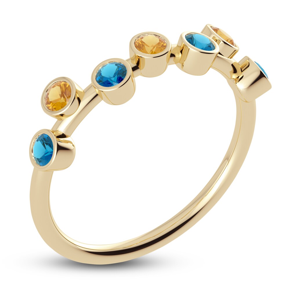 Juliette Maison Natural Citrine & Natural Blue Zircon Ring 10K Yellow Gold KJUAgevz