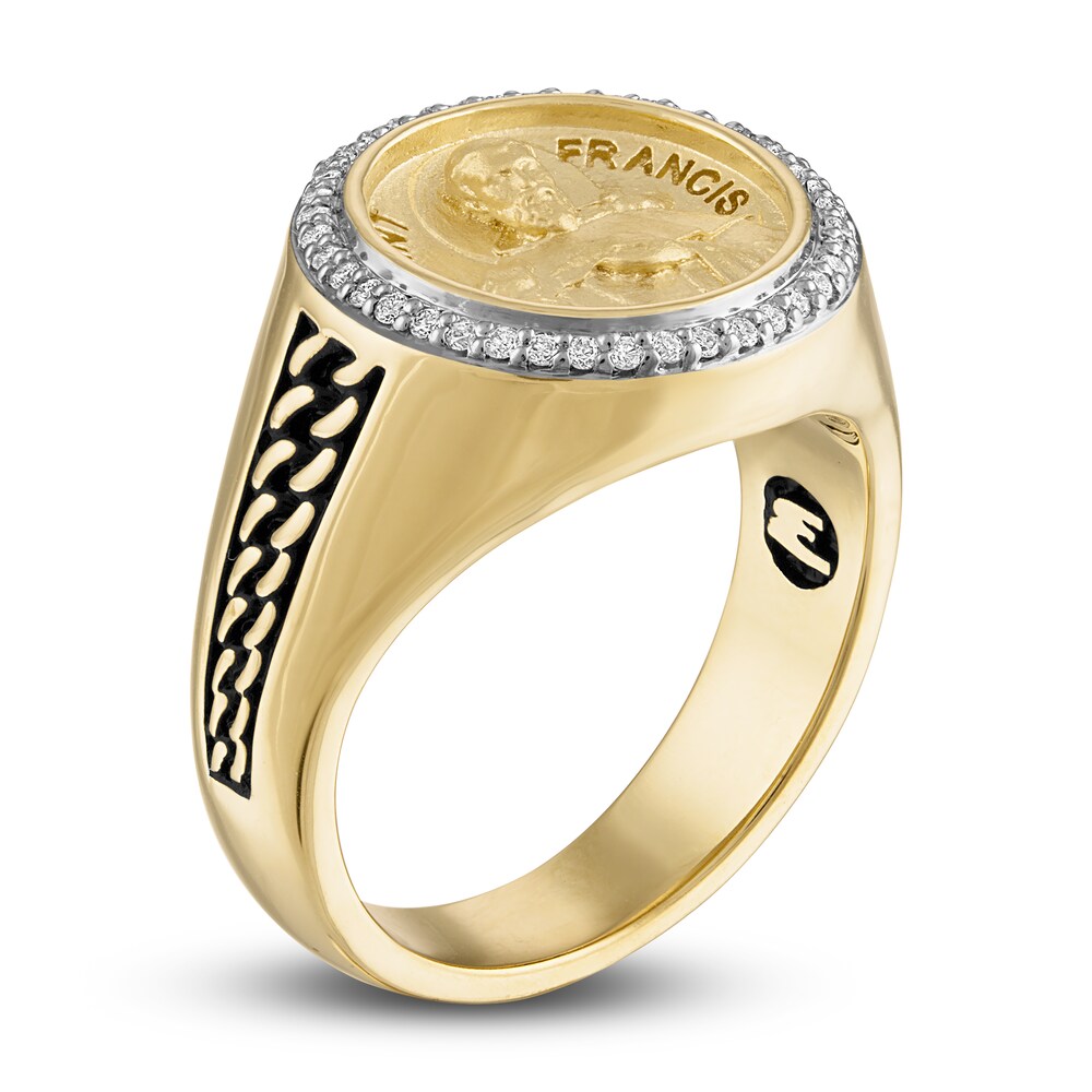 1933 by Esquire Men\'s Diamond Ring 1/5 ct tw Round Sterling Silver/14K Yellow Gold-Plated KJbArg20