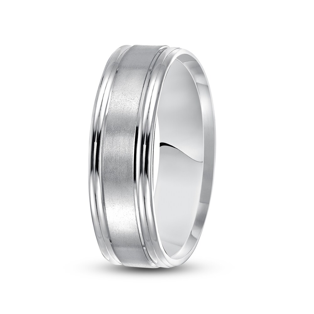 Matte Wedding Band 14K White Gold KNdD2jr9