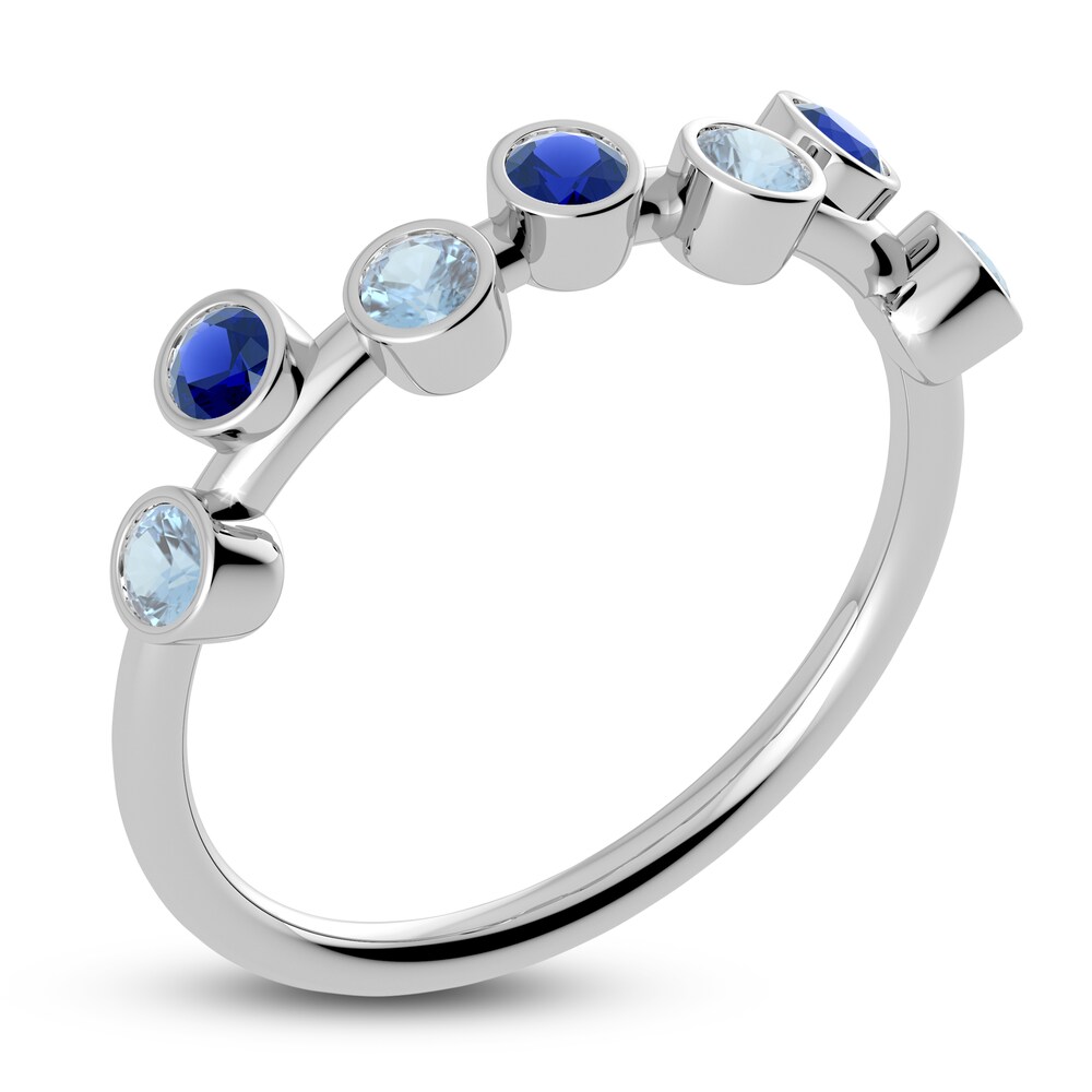 Juliette Maison Natural Aquamarine & Natural Blue Sapphire Ring 10K White Gold KVCKDkOv