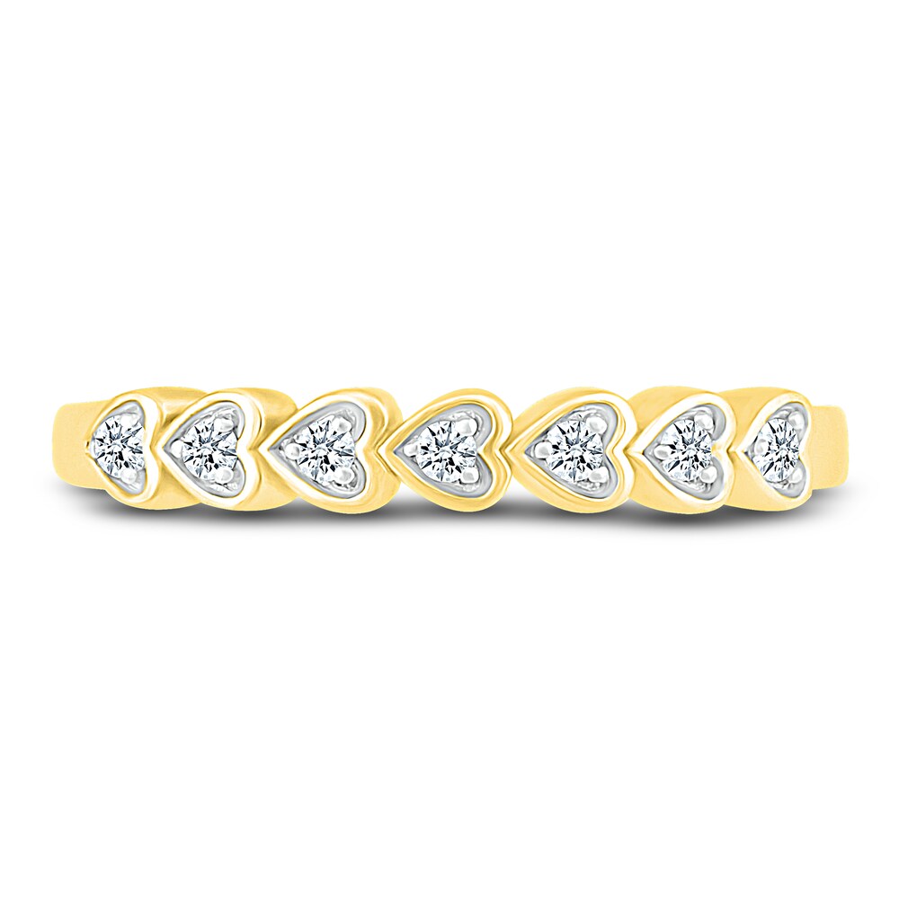 Diamond Heart Anniversary Band 1/10 ct tw Round 14K Yellow Gold KYfaHh78