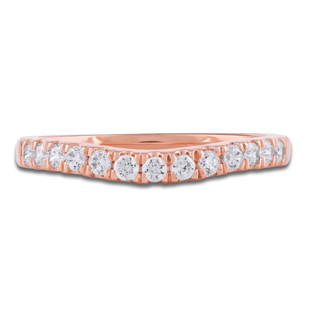 Diamond Contour Wedding Band 1/3 ct tw Round 14K Rose Gold KbXg33Ir