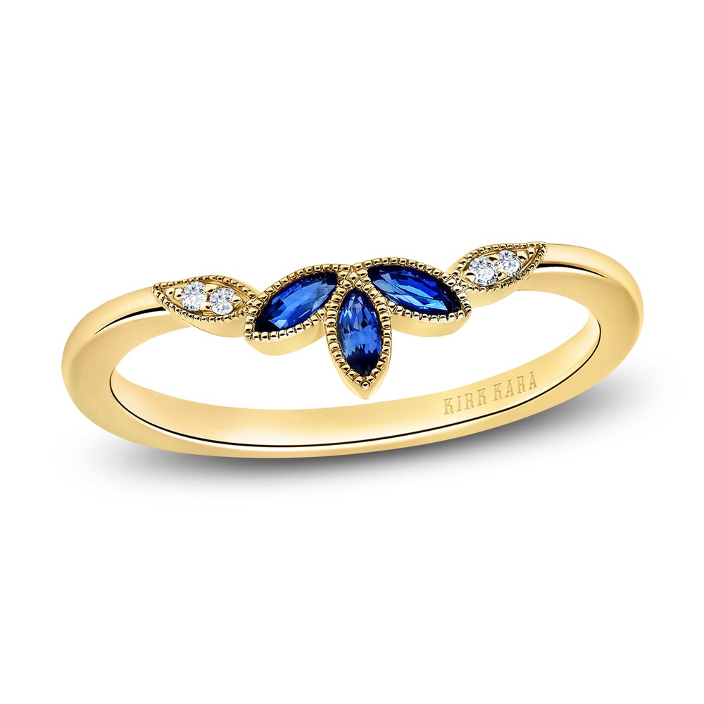 Kirk Kara Natural Blue Sapphire Anniversary Band Diamond Accents 18K Yellow Gold Kfcc1GNB