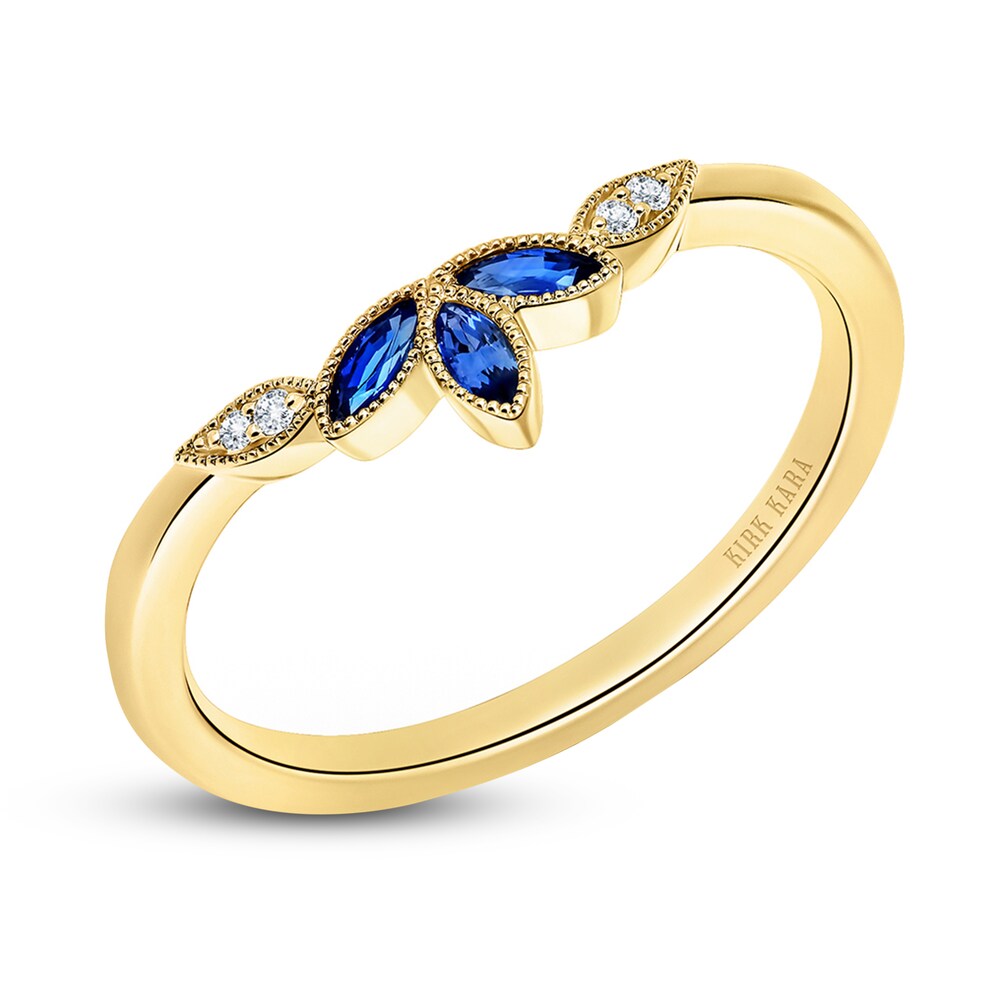 Kirk Kara Natural Blue Sapphire Anniversary Band Diamond Accents 18K Yellow Gold Kfcc1GNB