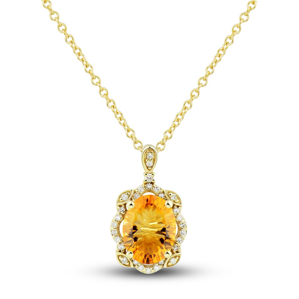 Natural Citrine Ring, Earring & Necklace Set 1/3 ct tw Diamonds 10K Yellow Gold KgUN9CCp