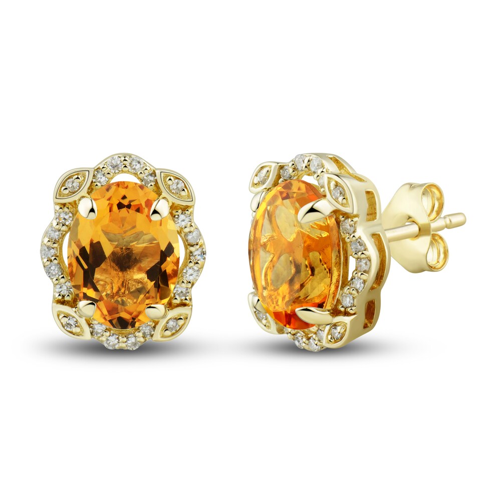 Natural Citrine Ring, Earring & Necklace Set 1/3 ct tw Diamonds 10K Yellow Gold KgUN9CCp