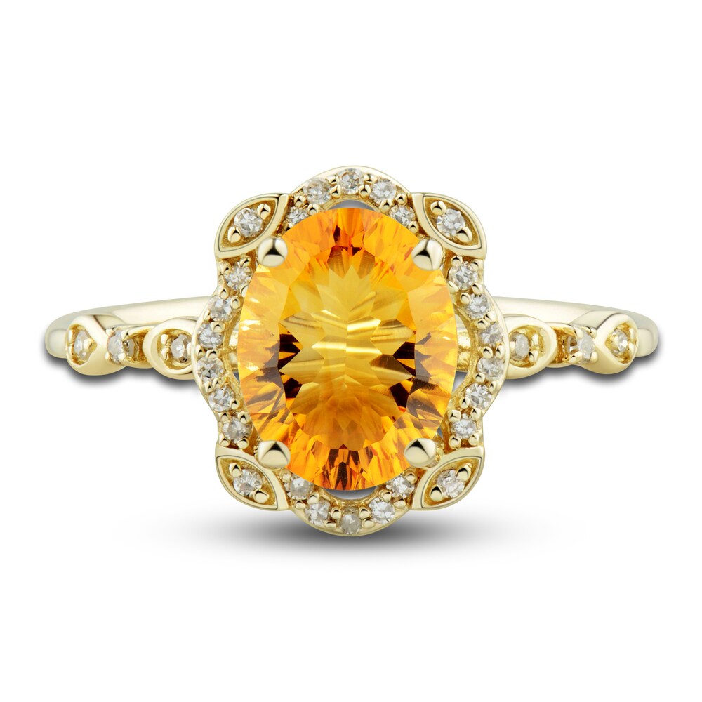 Natural Citrine Ring, Earring & Necklace Set 1/3 ct tw Diamonds 10K Yellow Gold KgUN9CCp