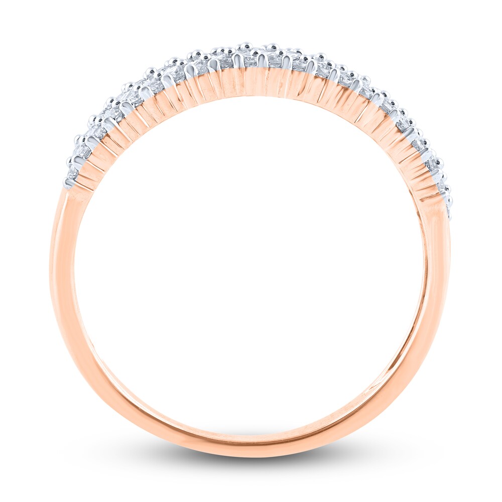 Diamond Slant Anniversary Band 1/2 ct tw Baguette/Round 14K Rose Gold KgxRY3d2