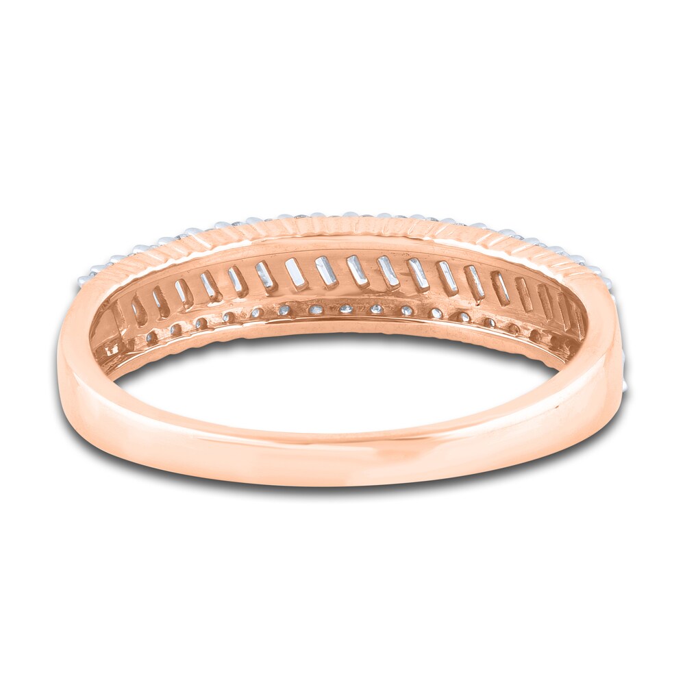 Diamond Slant Anniversary Band 1/2 ct tw Baguette/Round 14K Rose Gold KgxRY3d2