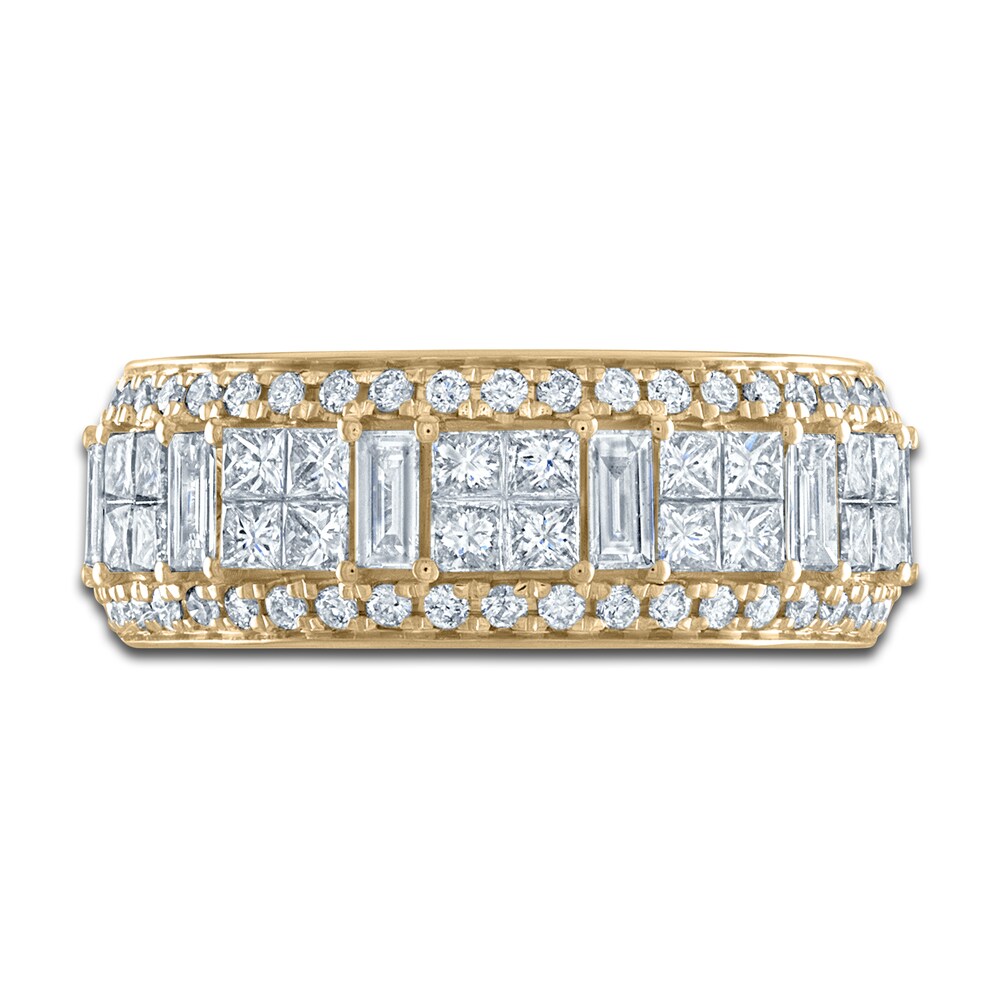 Vera Wang WISH Diamond Anniversary Band 1-1/2 ct tw Baguette/Princess/ Round 18K Yellow Gold Kkm2DeC4