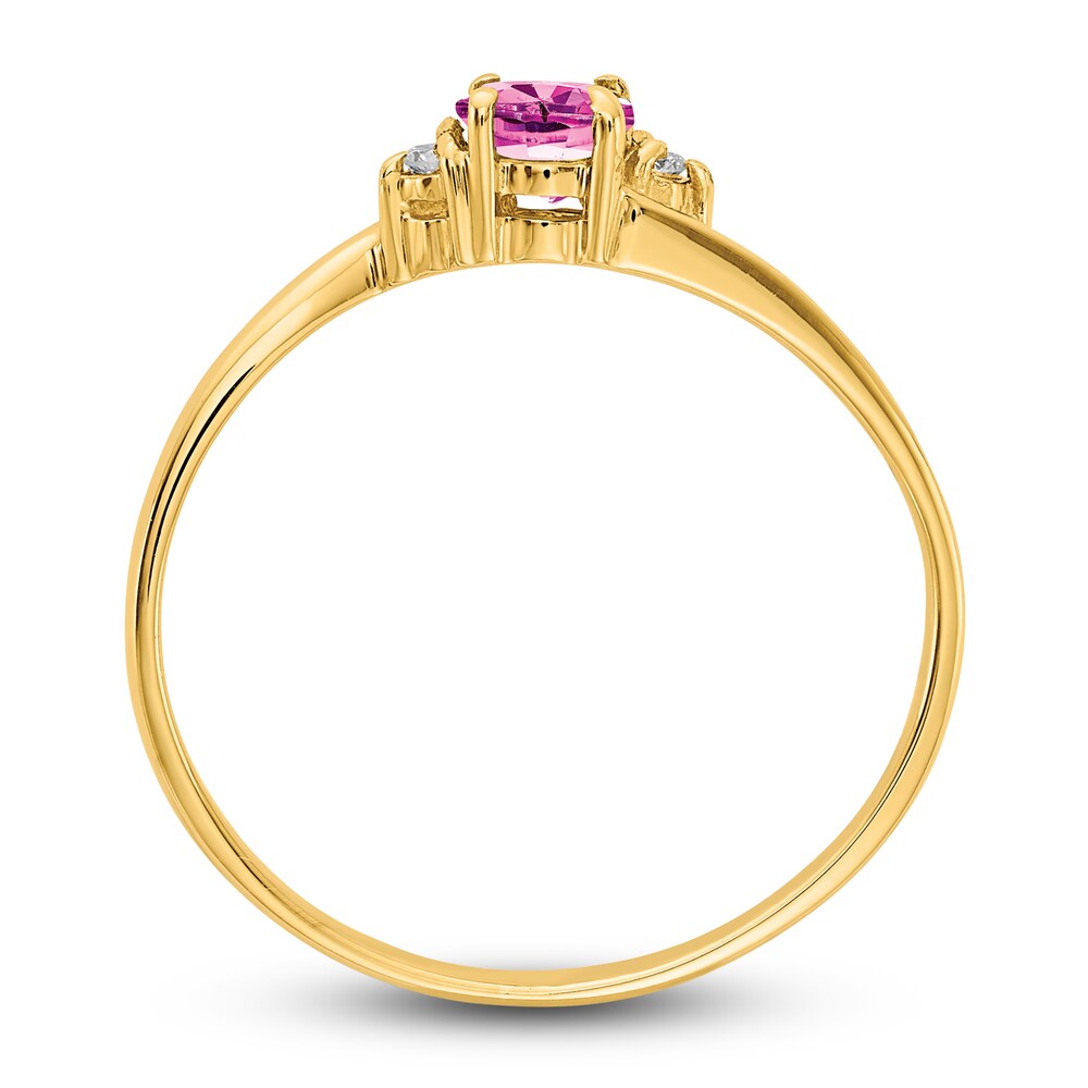 Natural Pink Sapphire Ring Diamond Accents 14K Yellow Gold KzpxoRLw