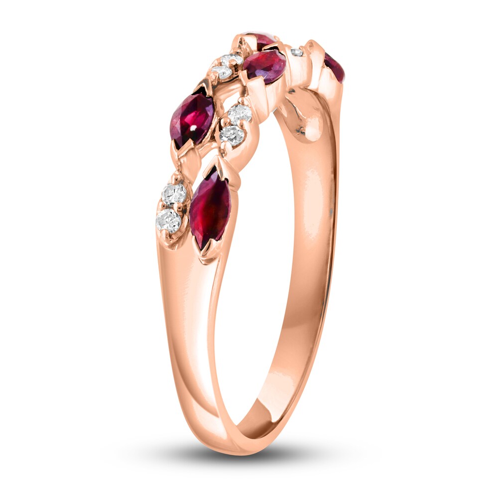 LALI Jewels Natural Ruby Anniversary Band 1/15 ct t Diamonds 14K Rose Gold L0TE5ChR