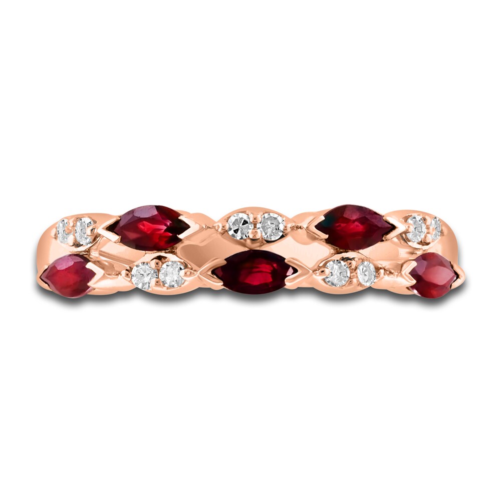 LALI Jewels Natural Ruby Anniversary Band 1/15 ct t Diamonds 14K Rose Gold L0TE5ChR