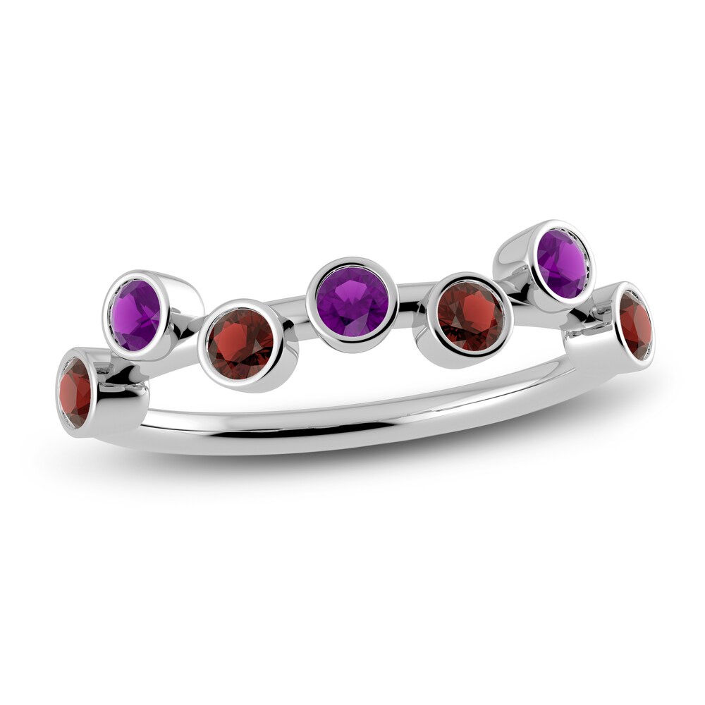 Juliette Maison Natural Garnet & Natural Amethyst Ring 10K White Gold L1aB3vqP