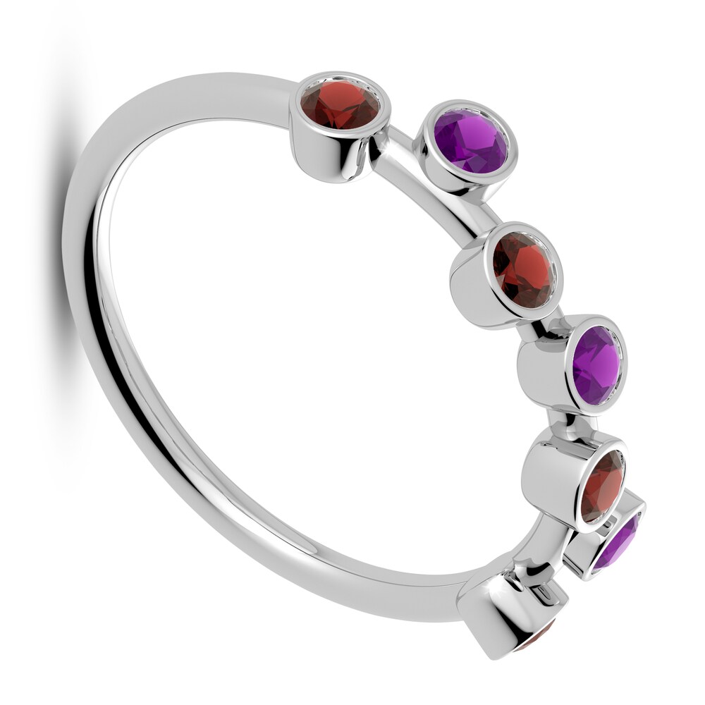 Juliette Maison Natural Garnet & Natural Amethyst Ring 10K White Gold L1aB3vqP