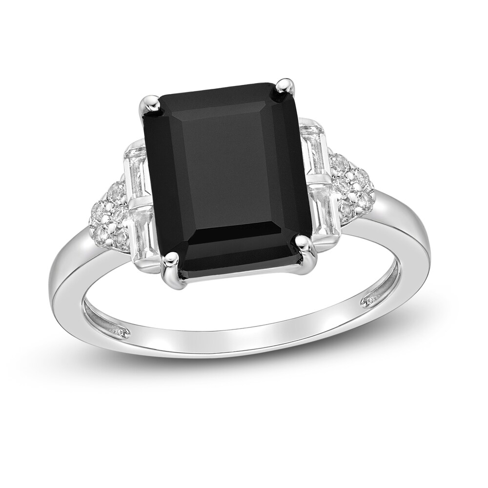 Natural Onyx & Natural White Topaz Ring Sterling Silver L5UNc4p4