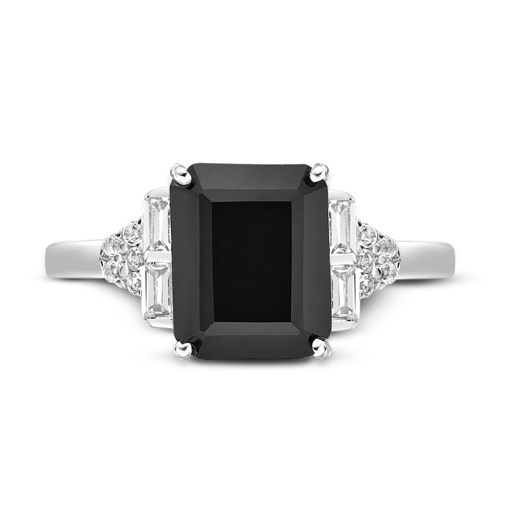 Natural Onyx & Natural White Topaz Ring Sterling Silver L5UNc4p4