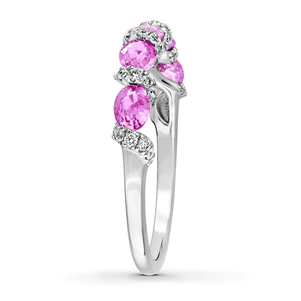 Pink Sapphire Ring 1/4 Carat tw Diamonds 14K White Gold L7YfiJZC