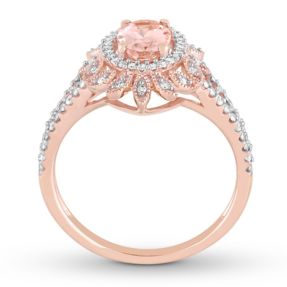 Morganite Ring 1/5 ct tw Diamonds 10K Rose Gold LAo5Hf2d