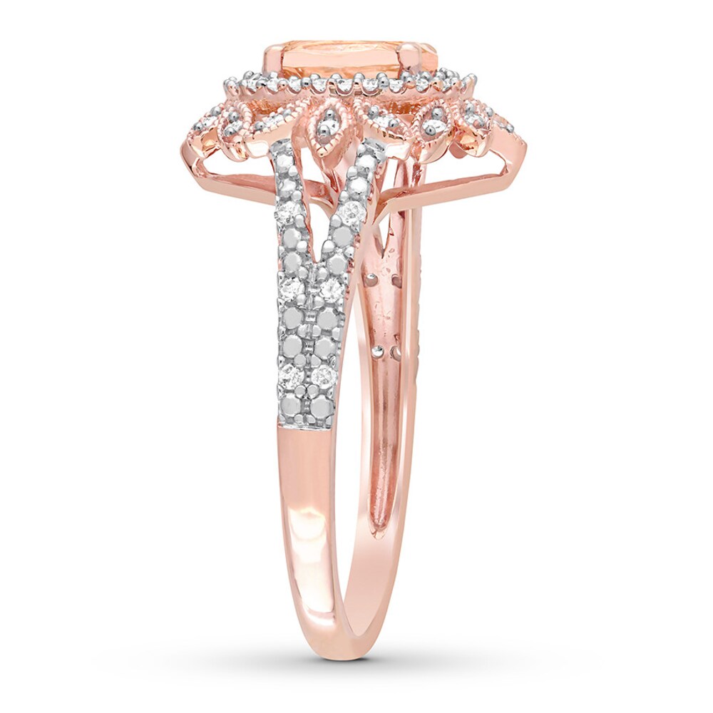 Morganite Ring 1/5 ct tw Diamonds 10K Rose Gold LAo5Hf2d