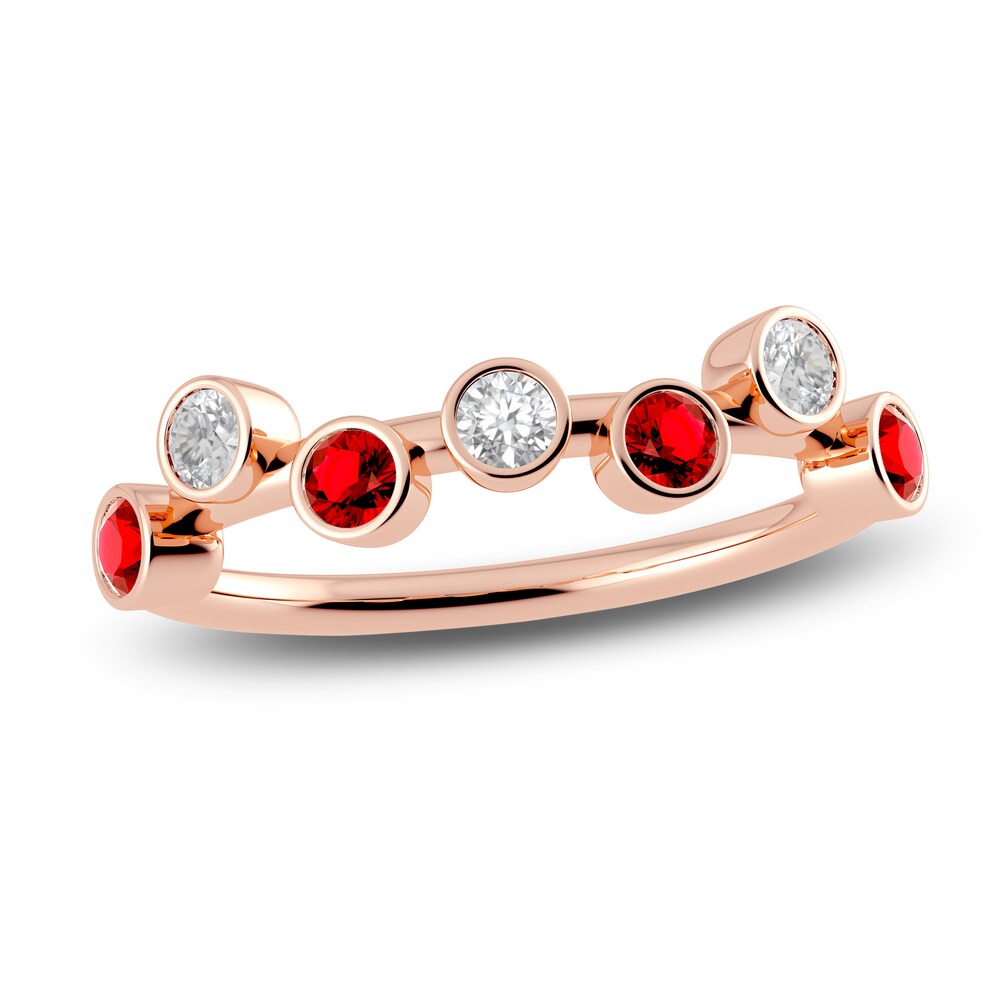 Juliette Maison Natural White Sapphire & Natural Ruby Ring 10K Rose Gold LH7b7Khv