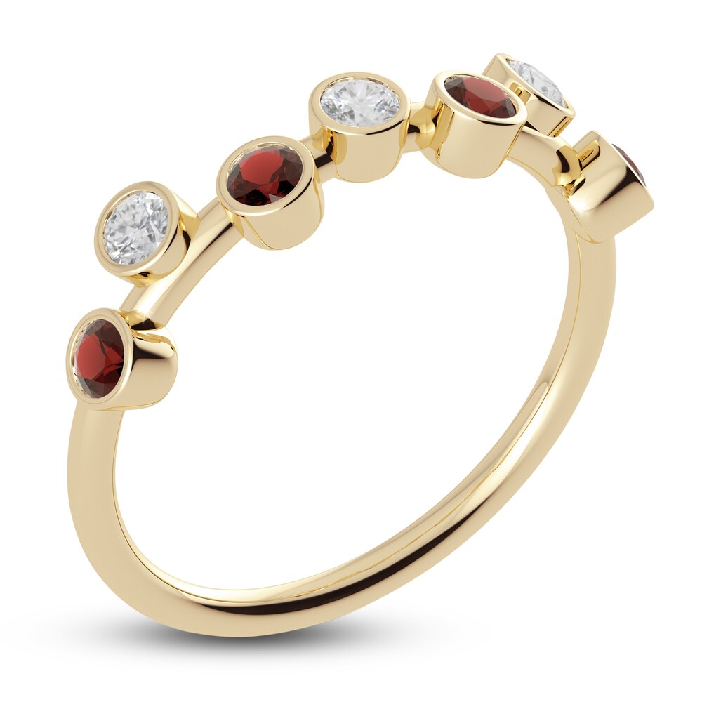 Juliette Maison Natural White Sapphire & Natural Garnet Ring 10K Yellow Gold LLbCyxQw