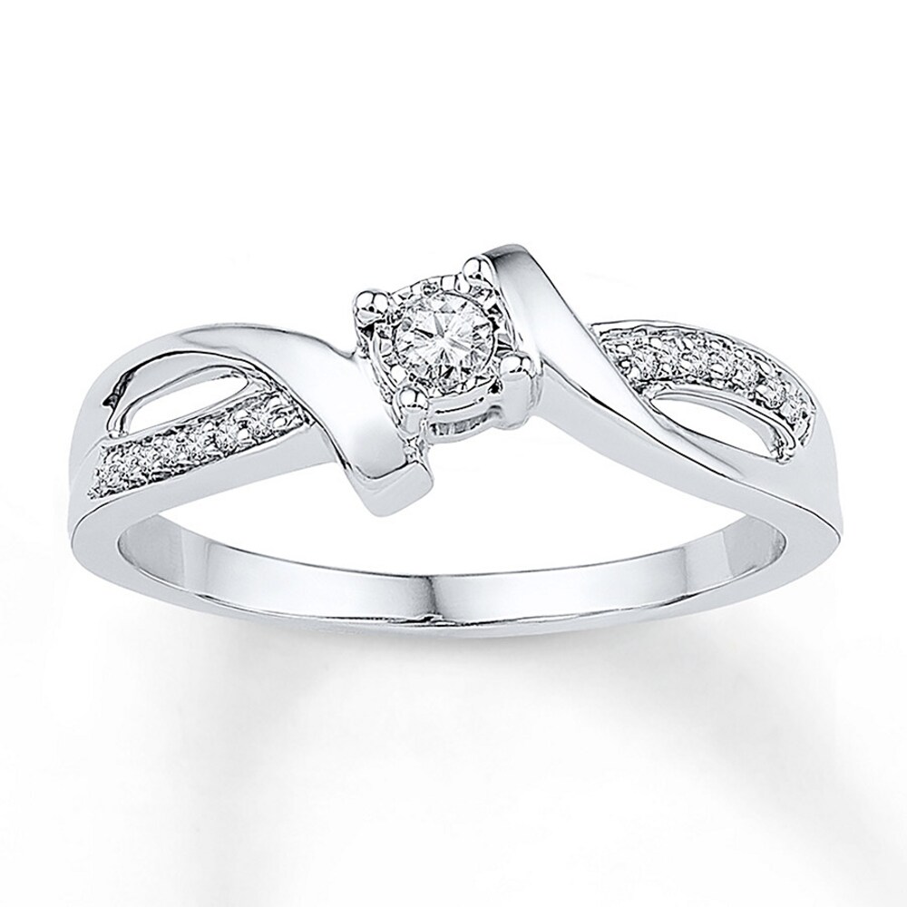 Diamond Promise Ring 1/10 ct tw Round-cut 10K White Gold LNxjOOfp [LNxjOOfp]