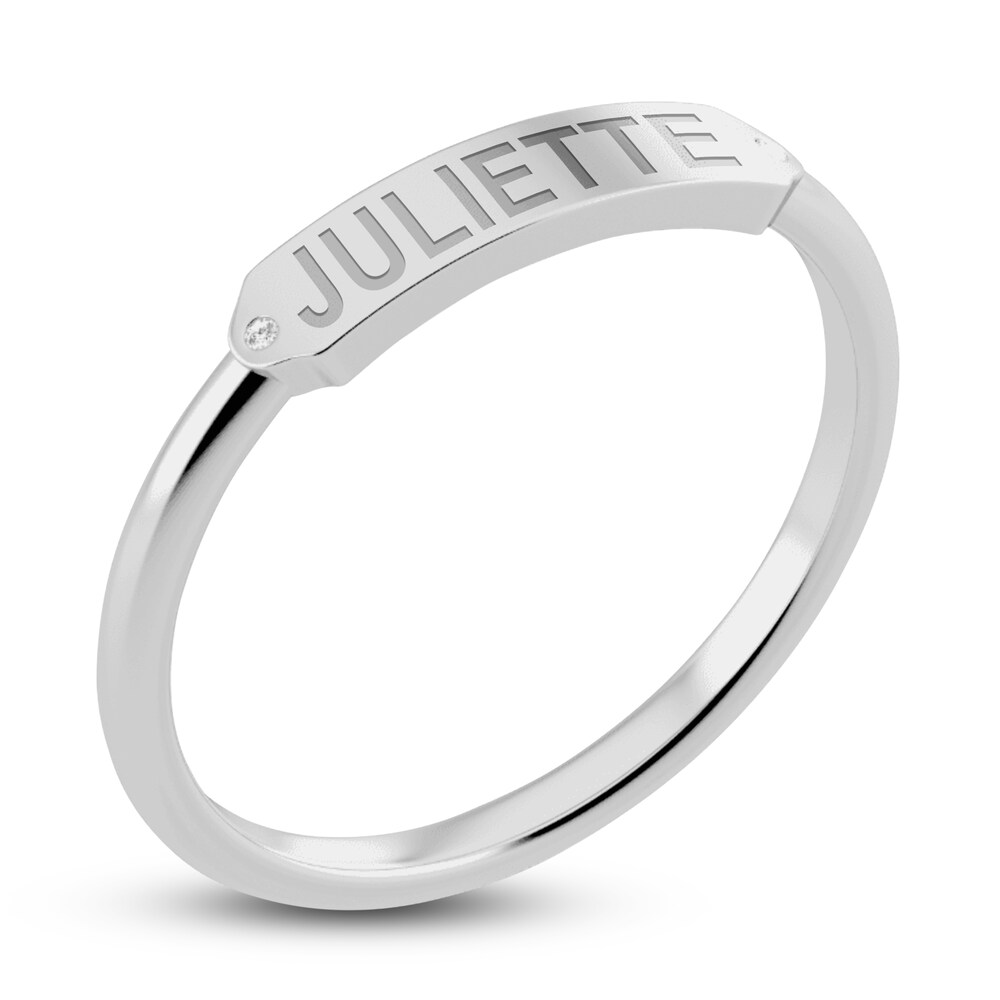 Juliette Maison Diamond Engravable Ring 1/20 ct tw Round 10K White Gold LOLtwKkF